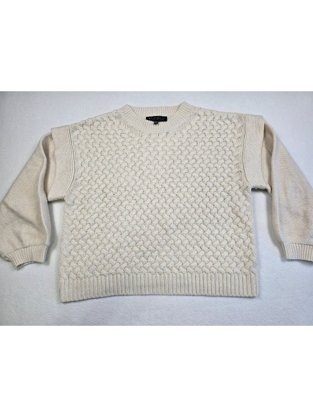 Eloquii Womens 14/16 Cream Textured Knit Sweater